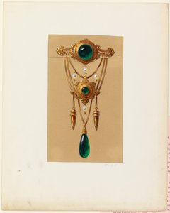 Conception pour une broche en or et gemme cabochon